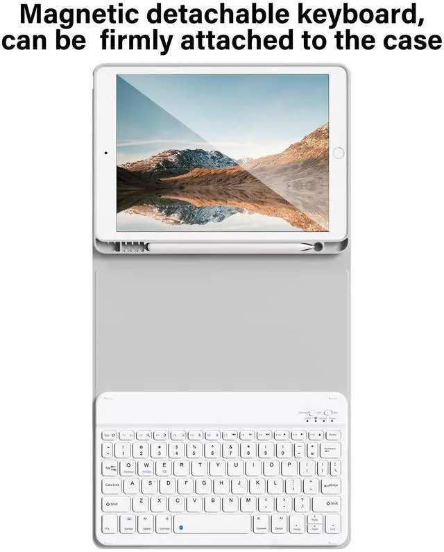 Alt view image 4 of 5 - BQDIYOO Keyboard Case for iPad 6th / 5th Generation (2018 2017 Model), 9.7 inch Keyboard Case for iPad Air 2/Air with Pencil Holder, Auto Wake Sleep, Grey
