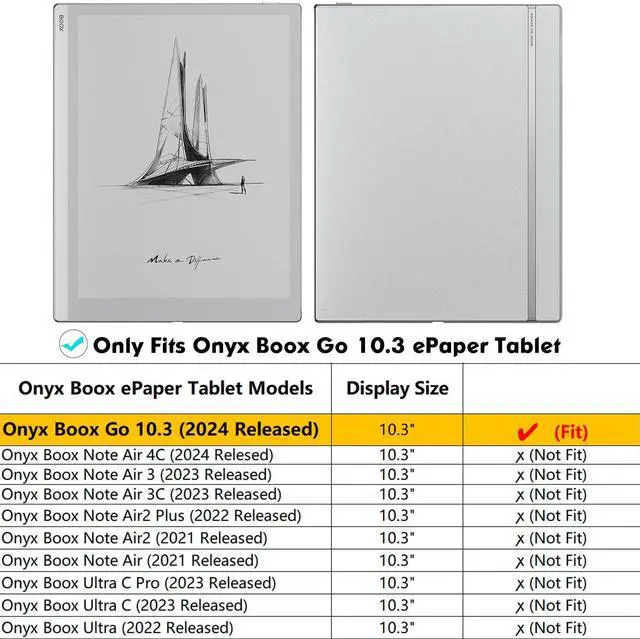 Alt view image 2 of 5 - BOZHUORUI Magnetic Case for Onyx Boox Go 10.3 Tablet (2024 Released) - Ultrathin Lightweight Book Folio Cover with Auto Sleep/Wake (Mint Green)