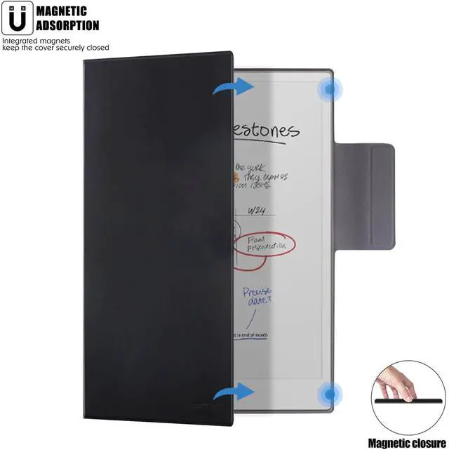 Alt view image 5 of 5 - BOZHUORUI Magnetic Case for 11.8" Remarkable Paper Pro 2024 Tablet - Ultra-Thin Lightweight PU Leather Book Folio Cover with Auto Sleep/Wake (Black)
