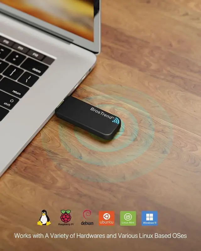 Alt view image 2 of 5 - BrosTrend AX300 Nano USB WiFi 6 Adapter, AC1200 Dual Band WiFi Dongle for Windows 11/10/7 & Linux (Ubuntu, Mint, Kali, Debian, Raspberry Pi 2+)