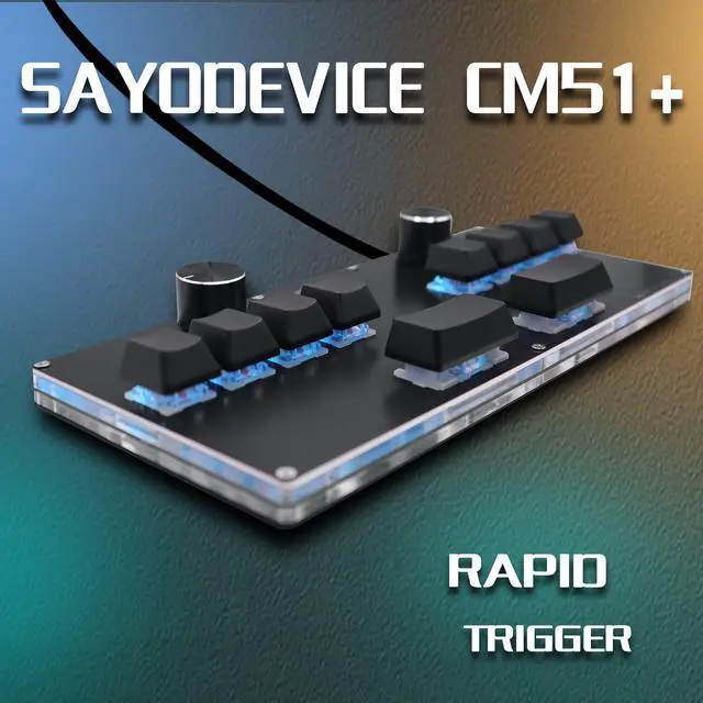 Alt view image 2 of 4 - BTXETUEL SayoDevice CM51+ Rapid Trigger Keyboard for OSU!, djmax... Rhythm Game with GATERON Hall Magnetic Linear Switches with Knob Custom Programmable Keypad (Black-GATERON White Switches, CM51+)