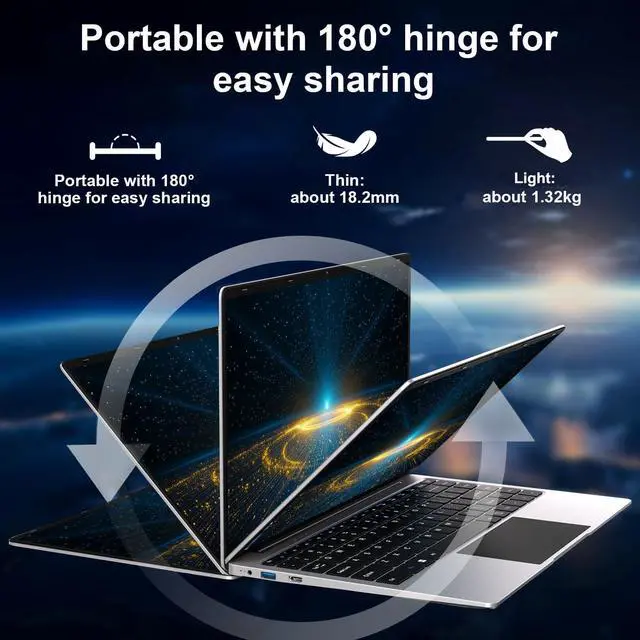 Alt view image 4 of 5 - bvate Laptop Win 11 14" 256GB SSD Up to 1TB SSD Expand Celeron N4020 Up to 2.8Ghz Dual-Core Processor 8GB DDR4 1920x1080 FHD Dual WiFi BT4.2 with Webcam Screen Projection Function for Business-Silver