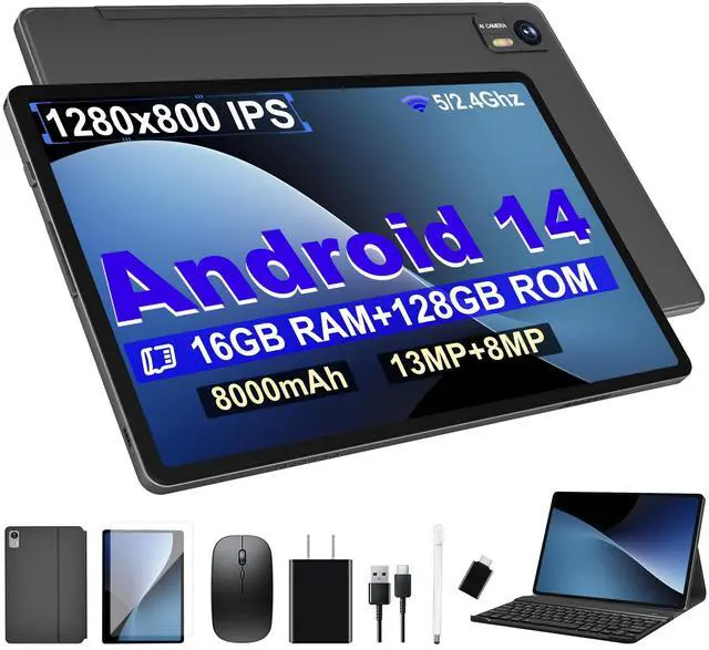 Android 14 Tablet with Keyboard,16GB RAM 128GB ROM 1TB