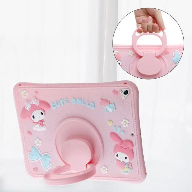 Alt view image 3 of 5 - Carechoi for iPad 6th Generation Cases iPad Air 2 Case 9.7 inch for Girls Kids with Kickstand Lanyard Wallet Silicone Case Cute Protective Tablet Cover for iPad 5th Generation Case 9.7'' Pink