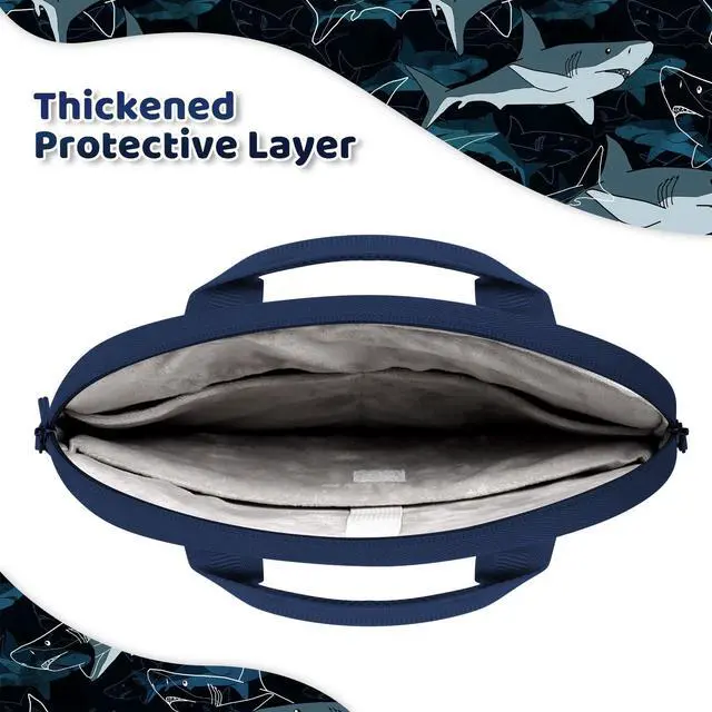 Alt view image 4 of 5 - Choco Mocha Kids Tablet Sleeve Bag for Boys, 12.5 Inch Tablet Carrying Case for Fire 7 8 10 HD 8 10, Chromebook, Kindle Kids Edition, iPad Bag for Kid, Shark Navy Blue