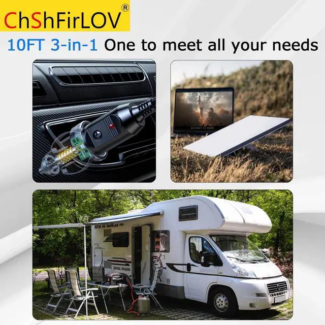 Alt view image 5 of 5 - ChShFirLOV Starlink Mini 3-in-1 DC Power Cable 10FT/3M 12-24V DC Male to USB Type-C Car Cigarette Cable, Waterproof Starlink Mini DC Power Replacement Cable Accessories(1pc) (3 in 1-10FT/3M)