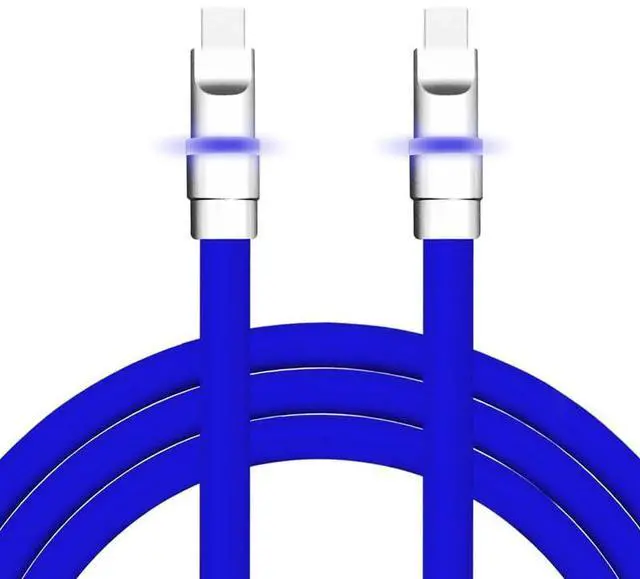 Main image of chubbycable Neon Chubby - Fast Charge Cable with Smart Light RGB Color Gradual Light Up LED USB Charging Cable, Dark Blue, Type-C to Type-C, 0.32 FT