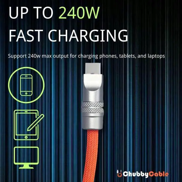 Alt view image 4 of 5 - ChubbyCable Colorblock Chubby - Spring Braided Silicone Charge Cable Coiled USB C Cable, 2.29FT-3.6FT, Fast Charging, Type-C to Type-C, Black+Red