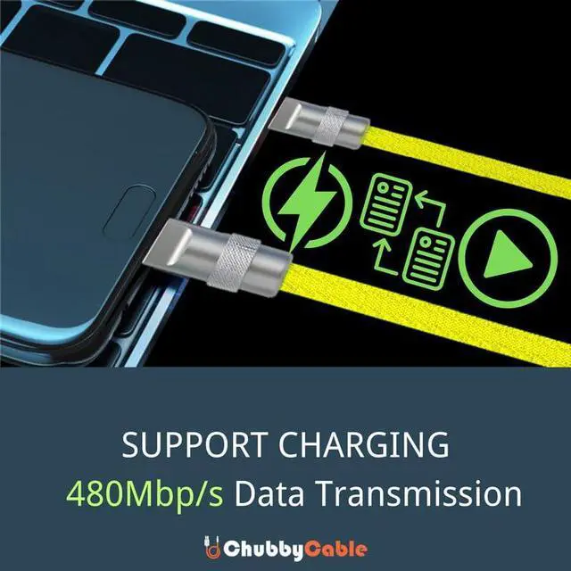 Alt view image 5 of 5 - ChubbyCable Colorblock Chubby - Spring Braided Silicone Charge Cable Coiled USB C Cable, 2.29FT-3.6FT, Fast Charging, Type-C to Type-C, Black+Red