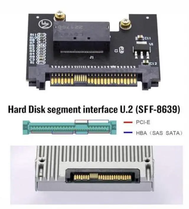 Alt view image 3 of 5 - CY Adapter U.2 SFF-8639 Host Adapter to NVMe Ruler 1U GEN-Z 1C 4X EDSFF Short SSD P4511 E1.S Carrier Adapter, BLACK, SF-072-1C-HX