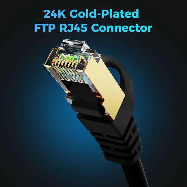 Alt view image 5 of 5 - Cat 7 Ethernet Cable 100 FT, 10Gbps High Speed Internet Cord, SFTP Shielded, OFC Pure Copper, CAT7 RJ45 LAN Network Cable Compatible with PC, Laptop, PS5, Xbox Modem, Router, PoE, Black Cable