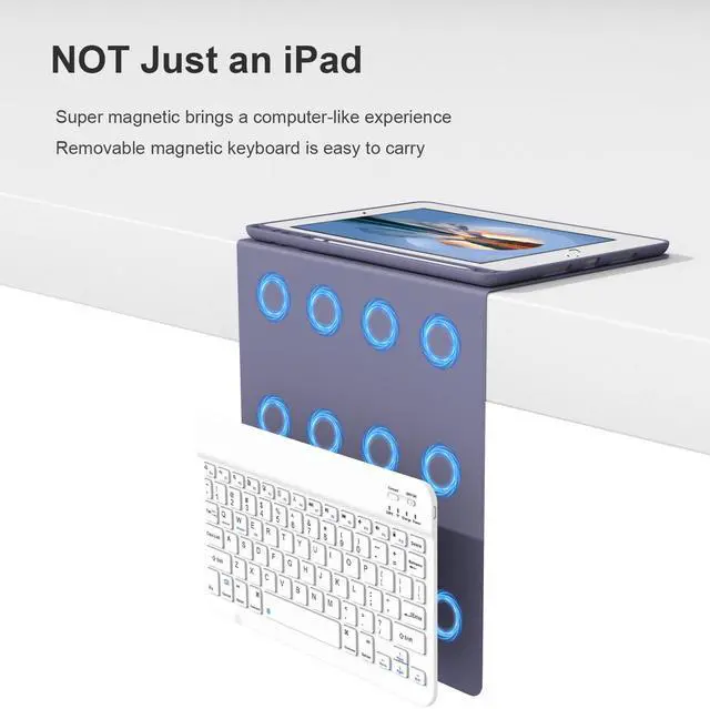 Alt view image 3 of 5 - Divufus Keyboard Case for iPad 9th/8th/7th Generation 10.2 Inch [Magnetic Detachable Wireless Keyboard][Support 3 System] Flip Stand Case with Pencil Holder for iPad 10.2 2021/2020/2019, Lavender Gray