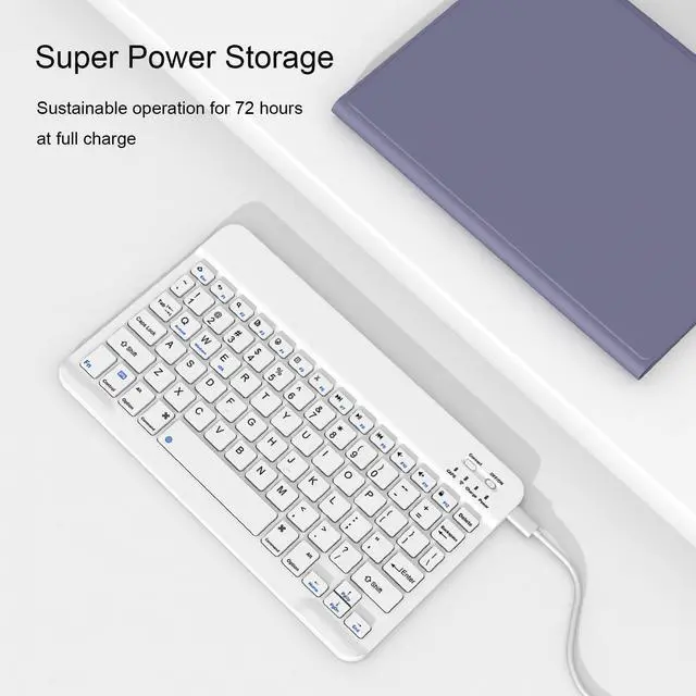 Alt view image 4 of 5 - Divufus Keyboard Case for iPad 9th/8th/7th Generation 10.2 Inch [Magnetic Detachable Wireless Keyboard][Support 3 System] Flip Stand Case with Pencil Holder for iPad 10.2 2021/2020/2019, Lavender Gray