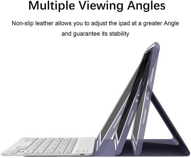 Alt view image 2 of 5 - Divufus Keyboard Case for iPad 9th/8th/7th Generation 10.2 Inch [Magnetic Detachable Wireless Keyboard][Support 3 System] Flip Stand Case with Pencil Holder for iPad 10.2 2021/2020/2019, Lavender Gray