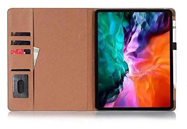 Alt view image 3 of 5 - iPad Air-6 (13'') Case, iPad Pro-3 4 5 6 (12.9'') Case with Pen Holder, DMaos Business Vintage Book Synthetic Leather Stand Folio Smart Cover - Brown
