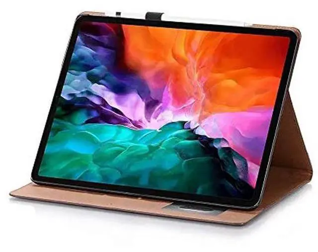 Alt view image 4 of 5 - iPad Air-6 (13'') Case, iPad Pro-3 4 5 6 (12.9'') Case with Pen Holder, DMaos Business Vintage Book Synthetic Leather Stand Folio Smart Cover - Brown