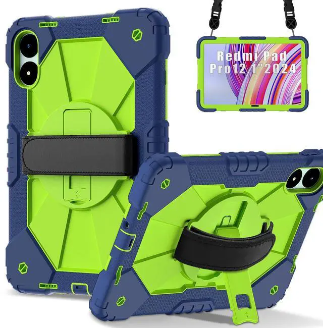 Main image of Doemoil for Xiaomi Redmi Pad Pro 12.1"/Xiaomi Poco Pad 12.1" Case with with Kickstand/Hand Strap/Rotating/Shoulder Strap (Navy Green/Blue)