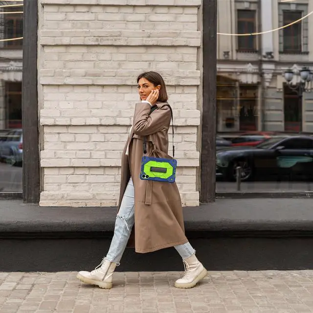 Alt view image 2 of 5 - Doemoil for Xiaomi Redmi Pad Pro 12.1"/Xiaomi Poco Pad 12.1" Case with with Kickstand/Hand Strap/Rotating/Shoulder Strap (Navy Green/Blue)