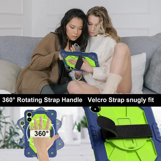 Alt view image 5 of 5 - Doemoil for Xiaomi Redmi Pad Pro 12.1"/Xiaomi Poco Pad 12.1" Case with with Kickstand/Hand Strap/Rotating/Shoulder Strap (Navy Green/Blue)