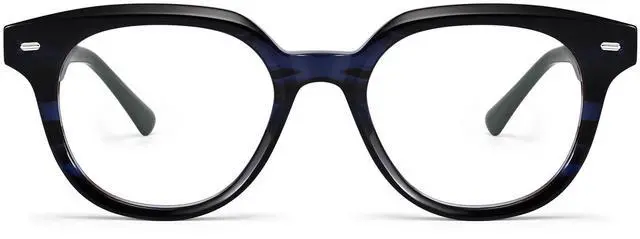 Alt view image 2 of 5 - Dollger Blue Light Blocking Glasses For Woman Men Thick Square Frame Round Non-Prescription, For Computer, Work,Gaming,TV (Blue leopard print)