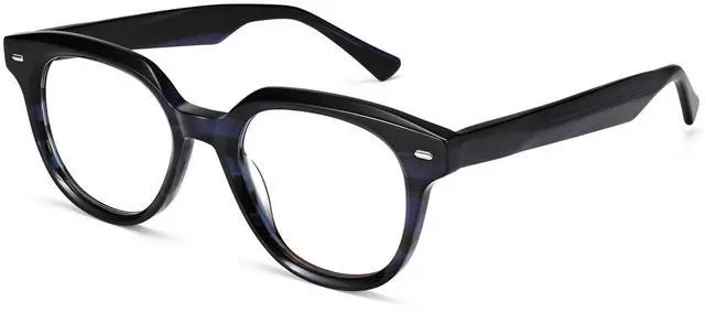 Main image of Dollger Blue Light Blocking Glasses For Woman Men Thick Square Frame Round Non-Prescription, For Computer, Work,Gaming,TV (Blue leopard print)