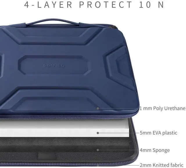 Alt view image 4 of 5 - DOMISO 15.6 inch Laptop Sleeve Shoulder Bag Shockproof Computer Bag Waterproof EVA Protective Carrying Case for 16" MacBook Pro/Max M2 M1 2019-2023,15"-16" HP Dell Asus Laptop,Dell XPS 15,Dark Blue