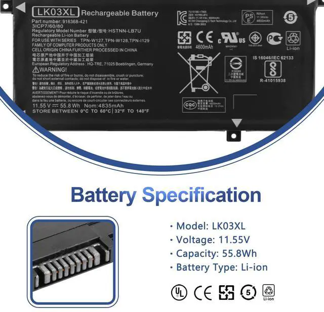 Alt view image 2 of 5 - LK03XL L09281-855 916814-855 Battery for HP Envy X360 15m-cn0xxx cn1xxx cn0011dx cn0012dx bp0xx bp1xx bq0xx bq1xx bq021dx cp0xxx cp0011dx 17m-ae0xx ae1xx ae111dx bw0xxx bw0013dx ce0xxx ce1xxx ce1013dx