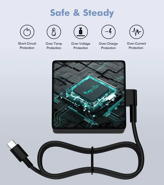 Alt view image 2 of 5 - USB C Laptop Charger 100W, USB-C Charger PD Fast Charging for Asus ROG Flow Acer HP Lenovo ThinkPad MacBook Computer Tablet Chargers Adapter Type C Cord Power Supply fit 15W 45W 27W 100W