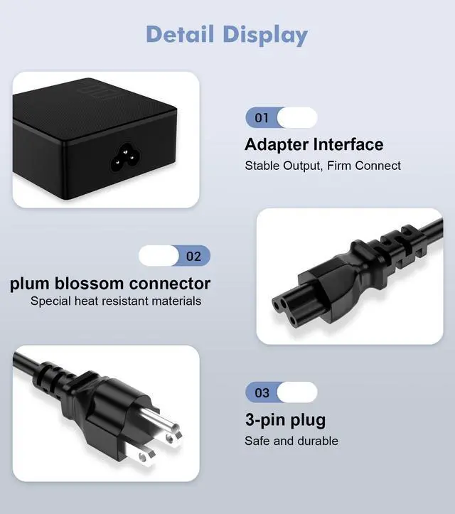 Alt view image 4 of 5 - USB C Laptop Charger 100W, USB-C Charger PD Fast Charging for Asus ROG Flow Acer HP Lenovo ThinkPad MacBook Computer Tablet Chargers Adapter Type C Cord Power Supply fit 15W 45W 27W 100W