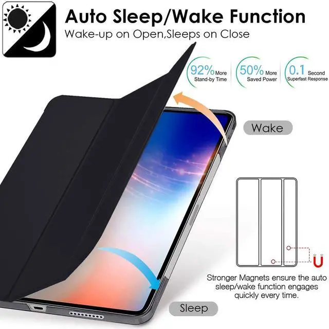 Alt view image 4 of 5 - DuraSafe Cases for iPad PRO 11 Inch 1 Gen 2018 [ PRO 11 1st ] A1980 A1934 Slim Lightweight Protective Frosted PC Dual Angle Stand Front & Back Cover - Coal