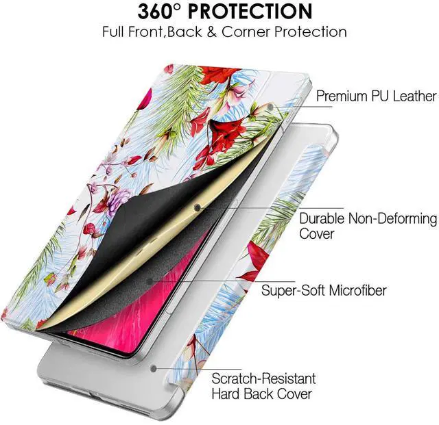 Alt view image 5 of 5 - DuraSafe Cases for iPad Air 6th 2024 / Air 11" Air 5th 2022 Air 4th 2020 10.9 Inch A2588 A2316 MM6R3LL/A MM6T3LL/A MYHX2LL/A MYJ22LL/A Printed Lightweight PC Clear Flip Back Cover - Birds & Flowers