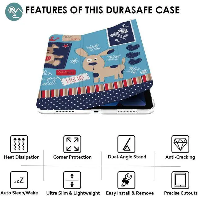 Alt view image 3 of 5 - DuraSafe Cases for iPad PRO 12.9 Inch 2018 3rd Gen [ Pro 12.9 3 ] A1876 A2014 MTHN2LL/A MTHU2LL/A MTEL2LL/A MTEM2LL/A Printed Slim Lightweight PC Dual Angle Stand Clear Flip Back Cover - Puppy Friend