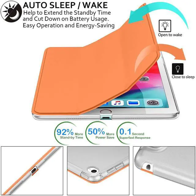 Alt view image 3 of 5 - DuraSafe Cases for iPad PRO 1st Gen 2015 12.9 Inch [ 1 Gen ] ML0H2LL/A ML0G2LL/A ML0N2LL/A ML0Q2LL/A ML0R2LL/A ML0V2LL/A ML0U2LL/A iPad Cover with Translucent Frosted Hard Back - Orange
