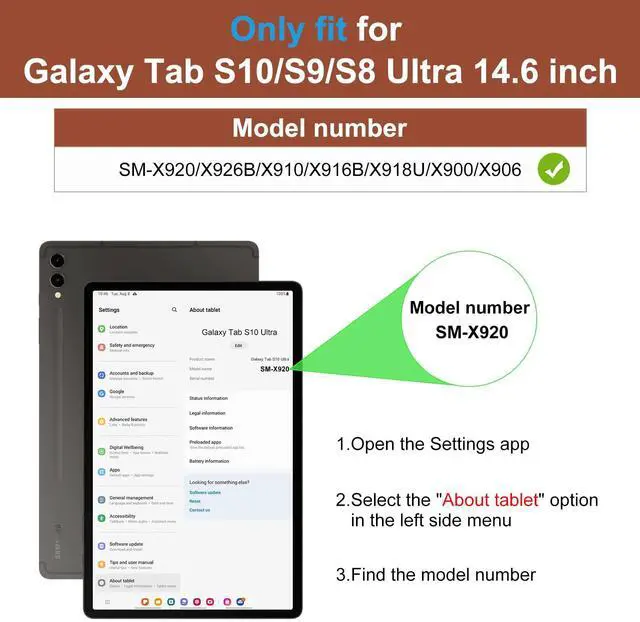 Alt view image 2 of 5 - DTTO for Samsung Galaxy Tab S10 Ultra / S9 Ultra / S8 Ultra Case 2024/2023/2022, Premium Leather Business Folio Stand Cover with S Pen Holder for 14.6 Inch Tablet, Auto Wake/Sleep, Brown
