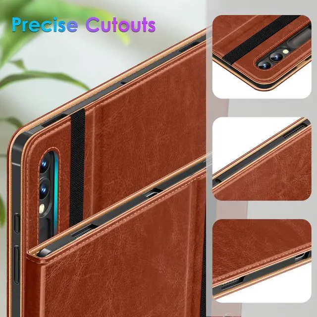 Alt view image 5 of 5 - DTTO for Samsung Galaxy Tab S10 Ultra / S9 Ultra / S8 Ultra Case 2024/2023/2022, Premium Leather Business Folio Stand Cover with S Pen Holder for 14.6 Inch Tablet, Auto Wake/Sleep, Brown