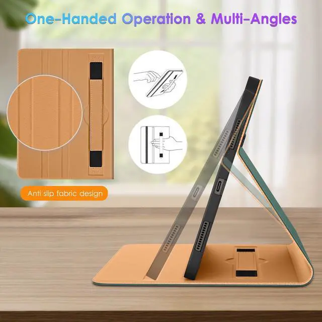 Alt view image 3 of 5 - DTTO for Samsung Galaxy Tab S10 Ultra / S9 Ultra / S8 Ultra Case 2024/2023/2022, Premium Leather Business Folio Stand Cover with S Pen Holder for 14.6 Inch Tablet, Auto Wake/Sleep, Midnight Green