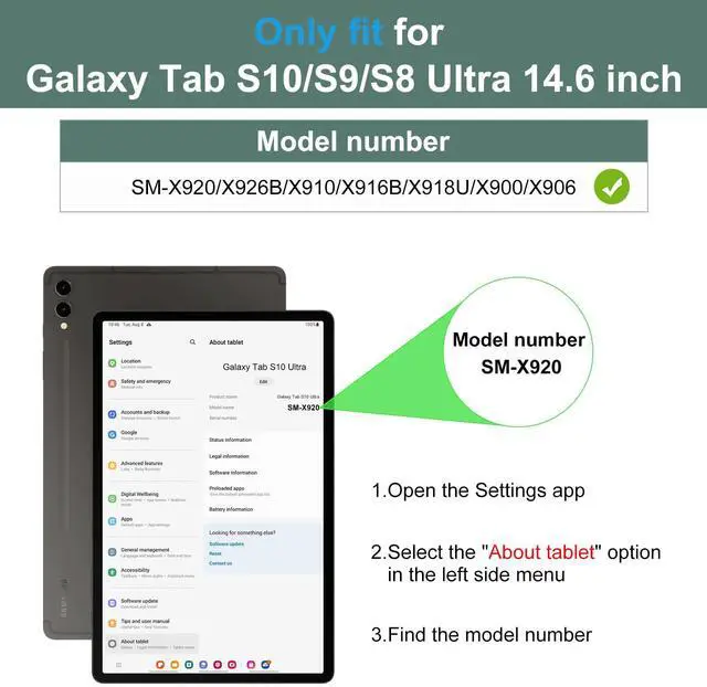 Alt view image 2 of 5 - DTTO for Samsung Galaxy Tab S10 Ultra / S9 Ultra / S8 Ultra Case 2024/2023/2022, Premium Leather Business Folio Stand Cover with S Pen Holder for 14.6 Inch Tablet, Auto Wake/Sleep, Midnight Green