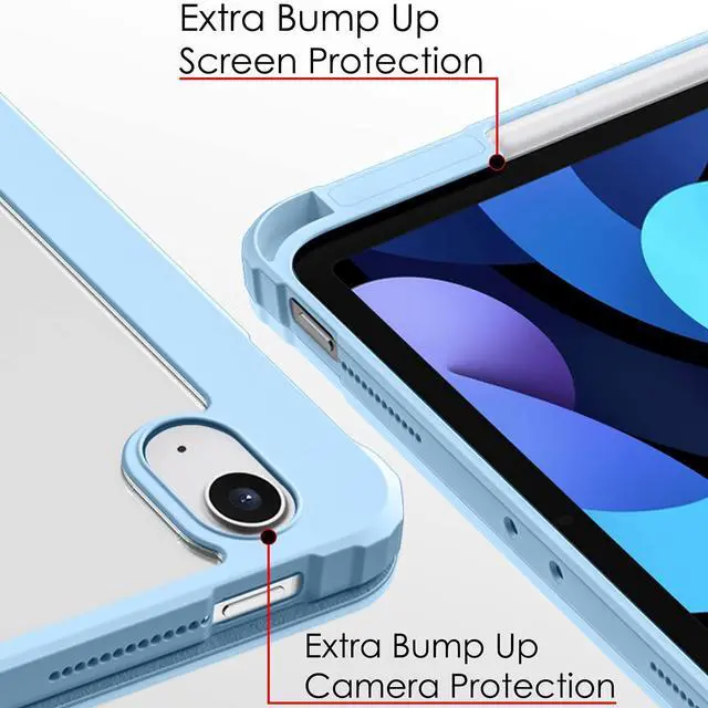 Alt view image 5 of 5 - DuraSafe Cases for iPad Air 5th 4th 6th 11th [ Air 11/6 2024/5 2022/4 2020 ] A2588 A2316 MYFQ2LL/A MYFP2LL/A MYFN2LL/A MYFQ2LL/A Pencil Holder Soft Corner with PC Back Cover - Light Blue