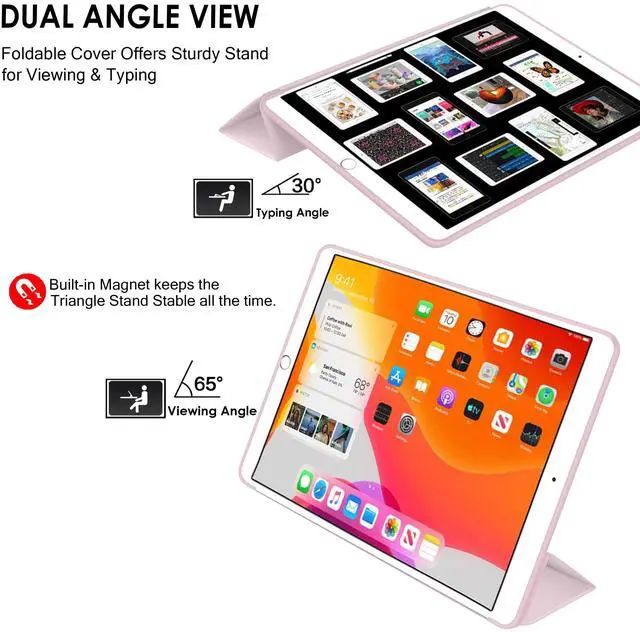 Alt view image 3 of 5 - DuraSafe Cases for iPad 9.7 Inch 5/6 [iPad 5th 6th Gen ] A1893 A1954 A1822 A1823 MRJN2LL/A MR7G2LL/A MR7F2LL/A MP2F2LL/A Smart Trifold Lightweight Soft Silicone TPU Back Case - Pink