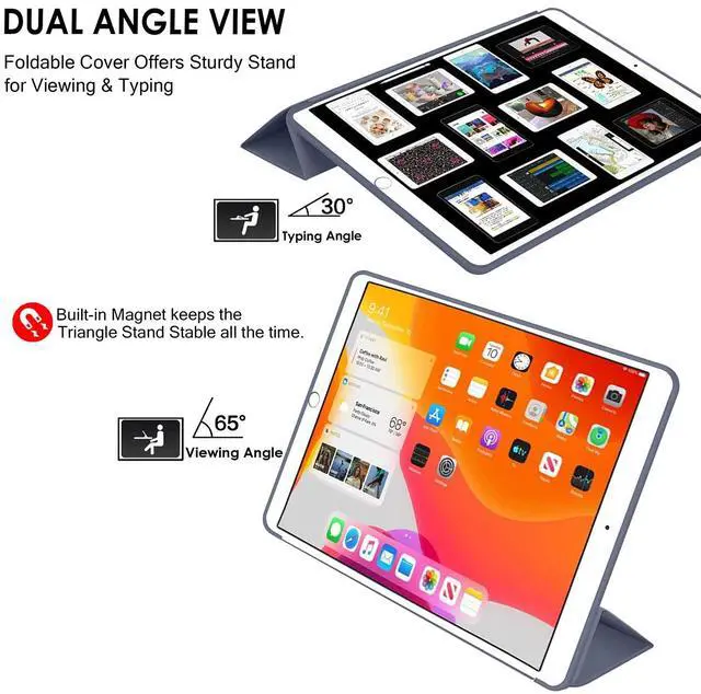 Alt view image 3 of 5 - DuraSafe Cases for iPad PRO 10.5 Air 3 [ PRO 10.5 Inch Air 3rd Gen ] A1701 A1709 A1852 A2152 A2123 A2153 A2154 Smart Trifold Lightweight Soft Silicone TPU Back Case - Purple