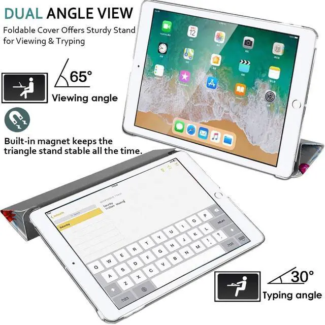 Alt view image 4 of 5 - DuraSafe Cases for iPad Mini 7.9 Inch 5 Gen [ Mini 5th Generation 2019 ] A2133 A2124 A2126 MUXH2LL/A MUXF2LL/A MUXG2LL/A Trifold Printed PC Lightweight Protective Clear Back Cover - Birds & Flowers