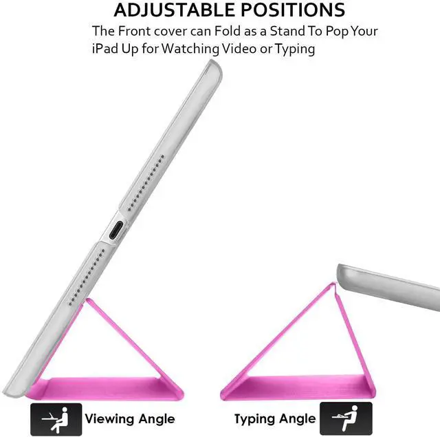 Alt view image 5 of 5 - DuraSafe Cases for iPad Mini 3 2014 Mini 2 2013 Mini 1 2012 7.9 Inch [ Mini 3rd 2nd 1st ] Gen A1599 A1489 A1432 MH3F2LL/A MH3G2LL/A Trifold PC Lightweight Smart PU Leather Hard Back Cover - Pink