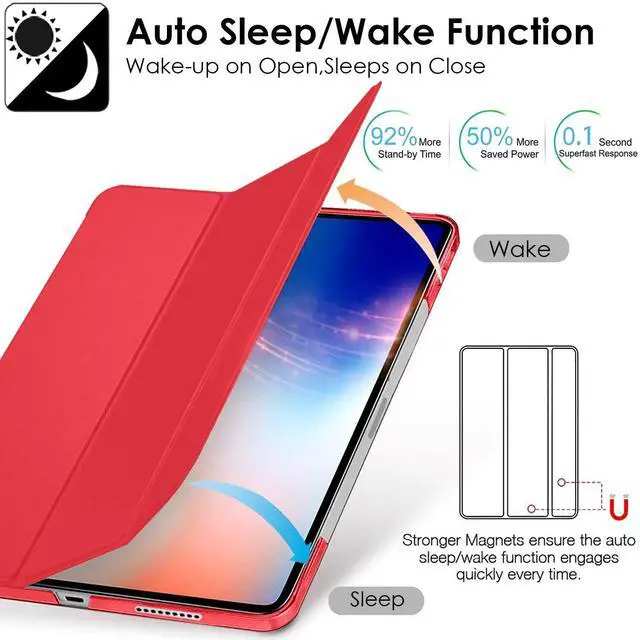 Alt view image 3 of 5 - DuraSafe Cases for iPad Pro 11 inch 4th 3rd 2nd Gen PC Case A2759 MNXE3LL/A MNXD3LL/A A2435 MNXG3LL/A MNXF3LL/A MNXH3LL/A A2762 A2761 MNXN3LL/A MP553LL/A A2377 MHQR3LL/A MHQT3LL/A A2228 - Red