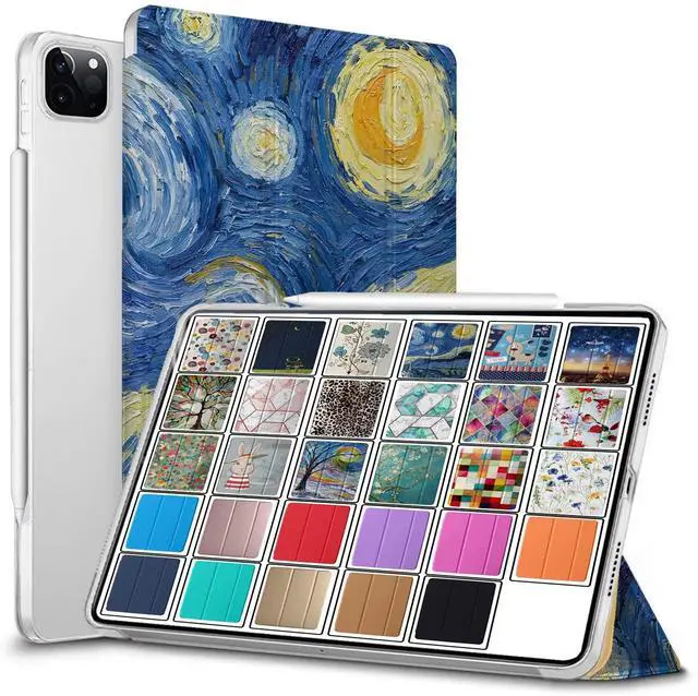 Main image of DuraSafe Cases for iPad PRO 12.9 Inch 2021 5th 2020 4th Gen [ Pro 12.9 5 4 ] A2378 A2461 A2379 MHNR3LL/A MHNT3LL/A MY3K2LL/A MY3J2LL/A Printed PC Dual Angle Stand Clear Flip Back Cover - Starry Night
