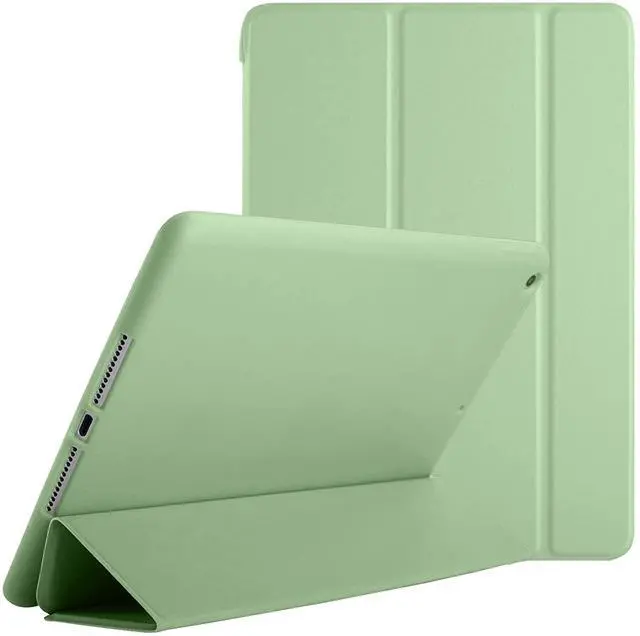 Main image of DuraSafe Cases for iPad 10.2 Inch 9 8 7 2021 2020 2019 [iPad 9th / 8th / 7th Gen ] A2602 A2604 A2270 A2197 A2603 A2428 A2429 Smart Trifold Lightweight Soft Silicone TPU Back Case - Tea Green