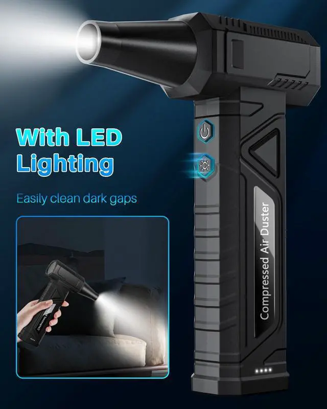 Alt view image 3 of 5 - Compressed Air Duster-Replaces Compressed Air Cans-Canned Air, 150,000RPM Electric Air Duster, Rechargeable Cordless Air Blower for Keyboard, PC, Electric Devices Cleaning