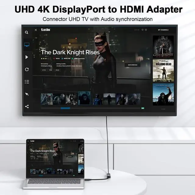 Alt view image 3 of 5 - DisplayPort to HDMI Adapter 4K, 20-Pack, Display Port DP to HDMI Adapter Cable Male to Female Compatible with Computer, Monitor, TV, Projector (20, Black)