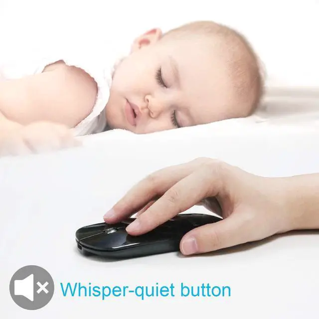 Alt view image 4 of 5 - Bluetooth Mouse FENIFOX Slim Mini Whisper-Quiet Flat Portable Wireless Mice Rechargeable Compatible with Laptop,PC,Tablet Android Windows XP(Black)