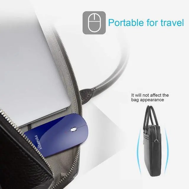 Alt view image 3 of 5 - FENIFOX Bluetooth Mouse Slim, Whisper-Quiet Mini Flat Portable Mobile Mice Rechargeable Compatible with Laptop,PC,Android Windows Tablet (Deep Blue)