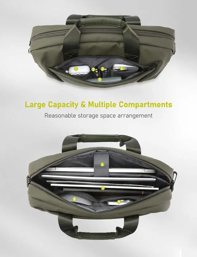Alt view image 3 of 5 - GAOCHY 13-14 Inch Granulated Shoulder Portable Laptop Bag, Compatible with MacBook Pro 14 M4/M3/M2/M1, ASUS Chromebook Flip CX1, HP 14" Laptop, Crossbody Laptop Bag, Cypress Green